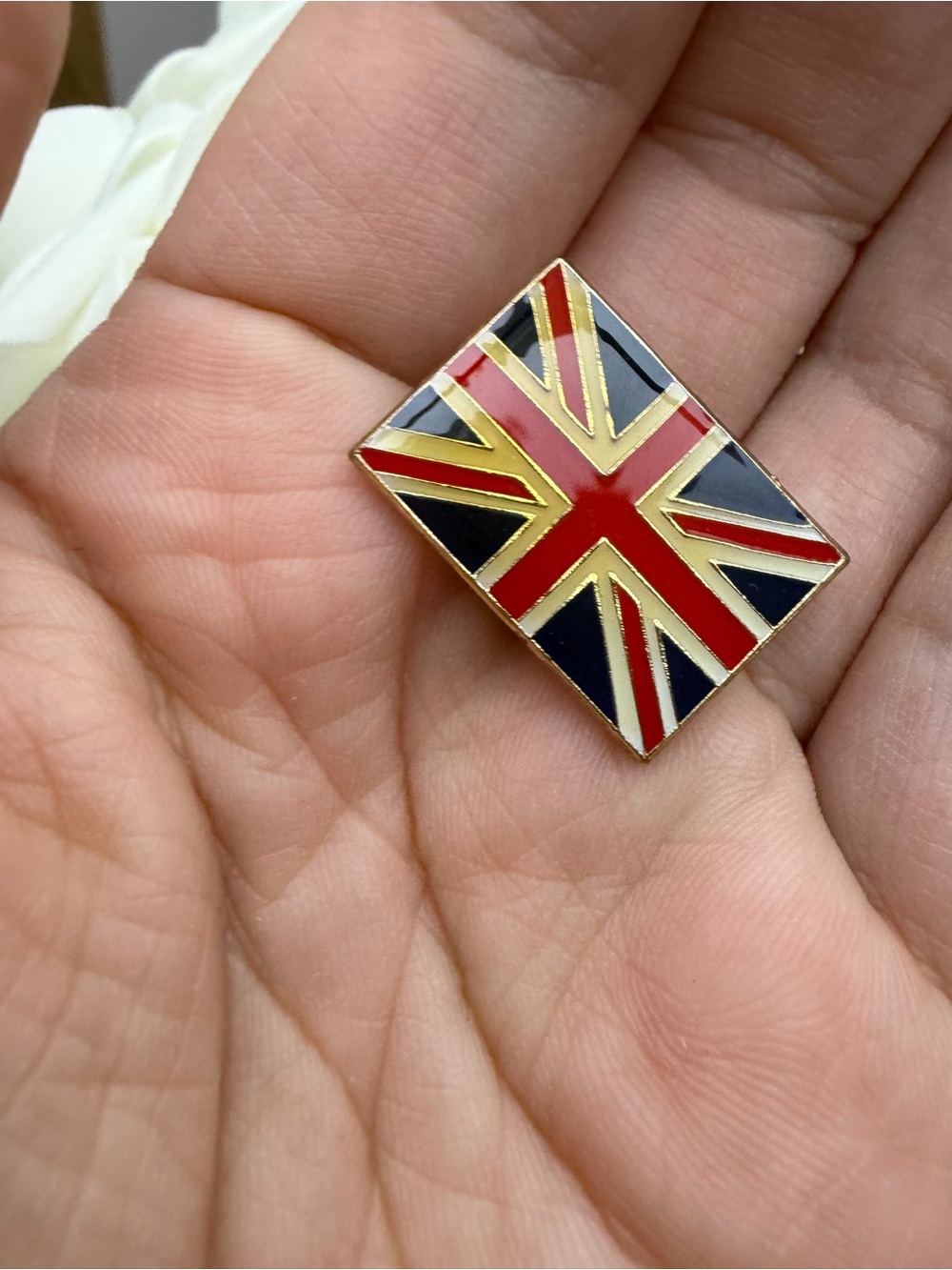 Union Jack Enamel Flag Pin - Red, Navy, Gold